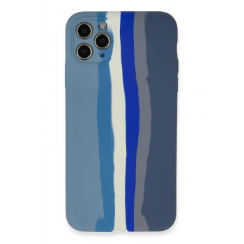 Mey İthalat® iPhone 11 Pro Kılıf Ebruli Lansman Silikon - Mavi-Gri