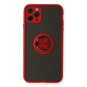 Mey İthalat® iPhone 11 Pro Kılıf Montreal Yüzüklü Silikon Kapak - Kırmızı