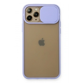 Mey İthalat®   iPhone 11 Pro Kılıf Palm Buzlu Kamera Sürgülü Silikon - Lila