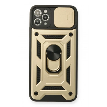 Mey İthalat®   iPhone 11 Pro Kılıf Pars Lens Yüzüklü Silikon - Gold