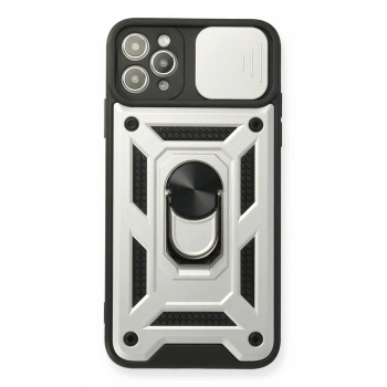 Mey İthalat®   iPhone 11 Pro Kılıf Pars Lens Yüzüklü Silikon - Gümüş