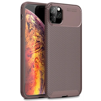Mey İthalat®   iPhone 11 Pro Max Kılıf Auto Focus Karbon Kapak - Kahverengi