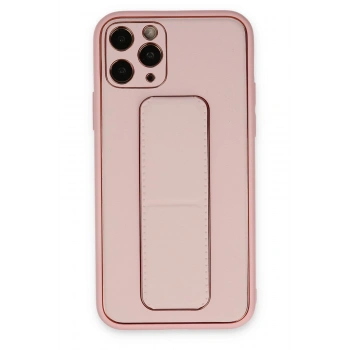 Mey İthalat®   iPhone 11 Pro Max Kılıf Coco Deri Standlı Kapak - Pembe