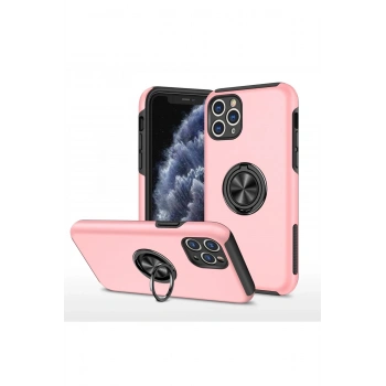 Mey İthalat® iPhone 11 Pro Max Kılıf Elit Yüzüklü Kapak - Pembe