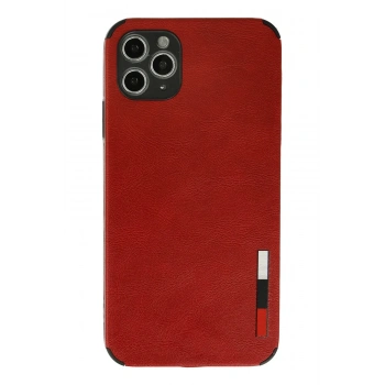 Mey İthalat®   iPhone 11 Pro Max Kılıf Loop Deri Silikon - Kırmızı