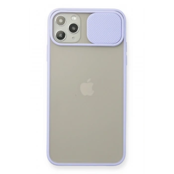 Mey İthalat® iPhone 11 Pro Max Kılıf Palm Buzlu Kamera Sürgülü Silikon - Lila