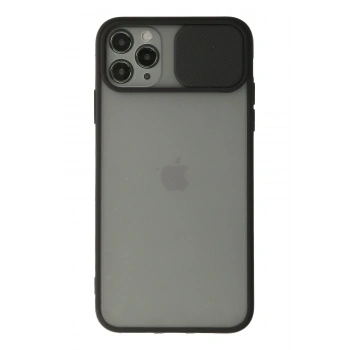 Mey İthalat® iPhone 11 Pro Max Kılıf Palm Buzlu Kamera Sürgülü Silikon - Siyah