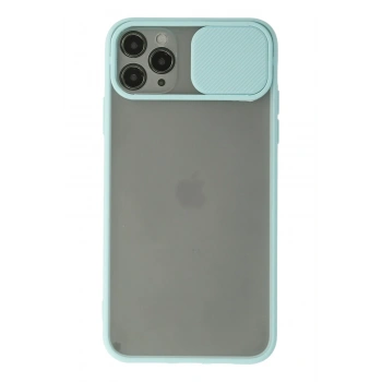 Mey İthalat®   iPhone 11 Pro Max Kılıf Palm Buzlu Kamera Sürgülü Silikon - Turkuaz