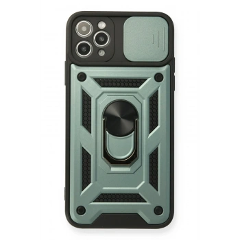 Mey İthalat®   iPhone 11 Pro Max Kılıf Pars Lens Yüzüklü Silikon - Yeşil