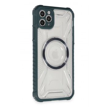 Mey İthalat®   iPhone 11 Pro Max Kılıf Prag Magneticsafe Kapak - Koyu Yeşil