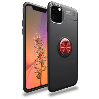 Mey İthalat®   iPhone 11 Pro Max Kılıf Range Yüzüklü Silikon - Siyah-Kırmızı