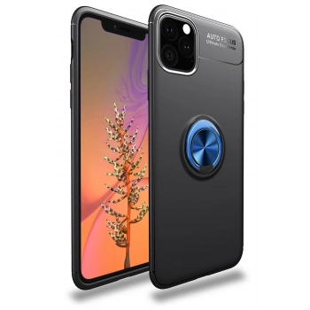 Mey İthalat®   iPhone 11 Pro Max Kılıf Range Yüzüklü Silikon - Siyah-Mavi