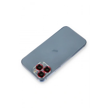 Mey İthalat®   iPhone 11 Pro Metal Kamera Lens Koruma Cam - Kırmızı