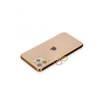Mey İthalat®   iPhone 11 Pro Renkli Kamera Lens Koruma Cam - Turuncu-Kırmızı
