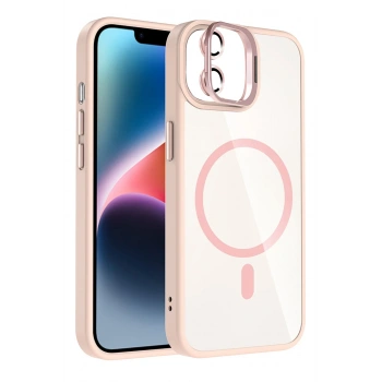 Mey İthalat®   iPhone 11 Remim Lensli Magsafe Standlı Kapak - Pembe