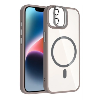 Mey İthalat®   iPhone 11 Remim Lensli Magsafe Standlı Kapak - Titan Gri