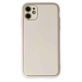 Mey İthalat®   iPhone 12 Kılıf Coco Deri Silikon Kapak - Beyaz