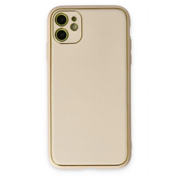 Mey İthalat®   iPhone 12 Kılıf Coco Deri Silikon Kapak - Gold