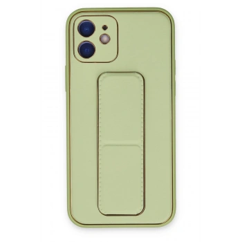 Mey İthalat®   iPhone 12 Kılıf Coco Deri Standlı Kapak - Su Yeşili