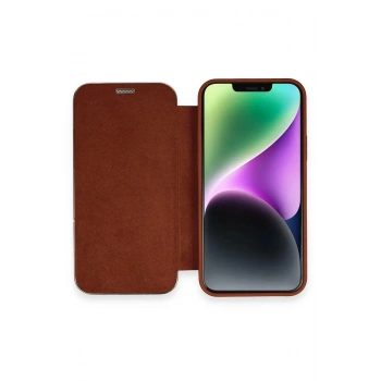 Mey İthalat®   iPhone 12 Kılıf Dolpin Kapaklı - Kahverengi