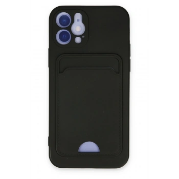 Mey İthalat® iPhone 12 Kılıf Kelvin Kartvizitli Silikon - Siyah