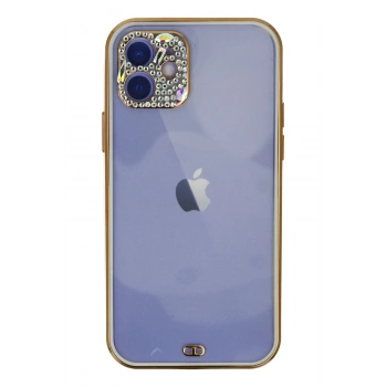 Mey İthalat®   iPhone 12 Kılıf Liva Taşlı Silikon - Beyaz