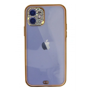 Mey İthalat®   iPhone 12 Kılıf Liva Taşlı Silikon - Pembe
