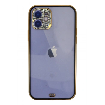 Mey İthalat®   iPhone 12 Kılıf Liva Taşlı Silikon - Siyah