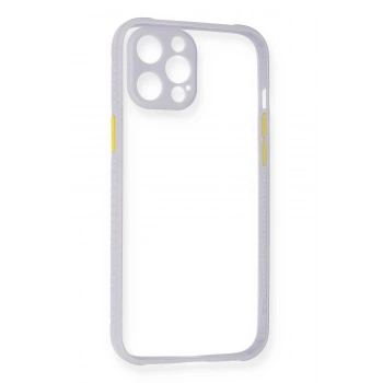 Mey İthalat®   iPhone 12 Kılıf Miami Şeffaf Silikon - Lila
