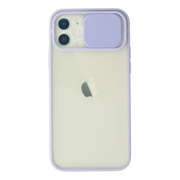 Mey İthalat®   iPhone 12 Kılıf Palm Buzlu Kamera Sürgülü Silikon - Lila