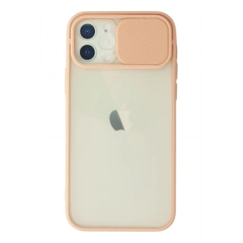 Mey İthalat®   iPhone 12 Kılıf Palm Buzlu Kamera Sürgülü Silikon - Pembe