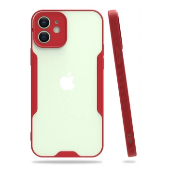 Mey İthalat® iPhone 12 Kılıf Platin Silikon - Kırmızı