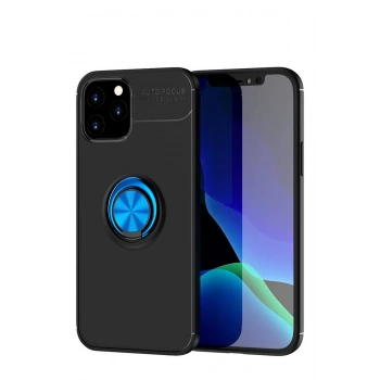 Mey İthalat®   iPhone 12 Kılıf Range Yüzüklü Silikon - Siyah-Mavi