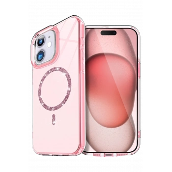 Mey İthalat®   iPhone 12 Live Diamond Magsafe Kapak - Pembe