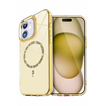 Mey İthalat®   iPhone 12 Live Diamond Magsafe Kapak - Sarı
