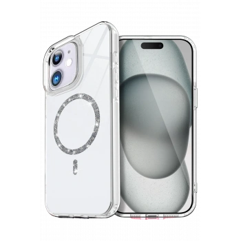 Mey İthalat®   iPhone 12 Live Diamond Magsafe Kapak - Şeffaf