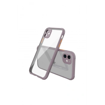 Mey İthalat®   iPhone 12 Mini Kılıf Miami Şeffaf Silikon - Açık Mor