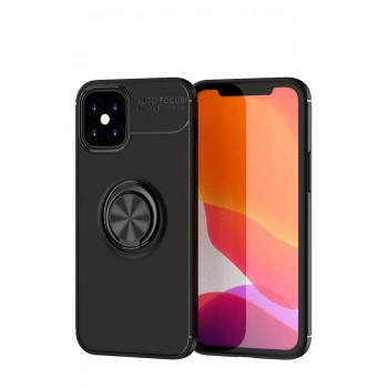 Mey İthalat®   iPhone 12 Mini Kılıf Range Yüzüklü Silikon - Siyah