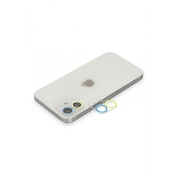 Mey İthalat®   iPhone 12 Mini Renkli Kamera Lens Koruma Cam - Sarı-Mavi