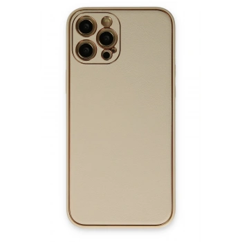 Mey İthalat®   iPhone 12 Pro Kılıf Coco Deri Silikon Kapak - Gold