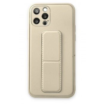 Mey İthalat®   iPhone 12 Pro Kılıf Coco Deri Standlı Kapak - Beyaz