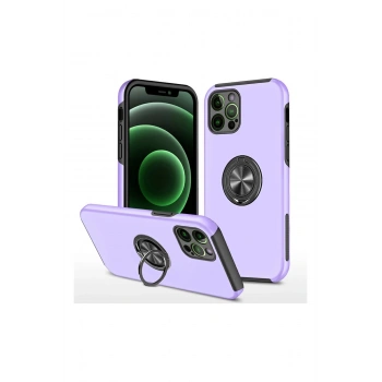 Mey İthalat®   iPhone 12 Pro Kılıf Elit Yüzüklü Kapak - Mor