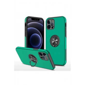 Mey İthalat®   iPhone 12 Pro Kılıf Elit Yüzüklü Kapak - Yeşil