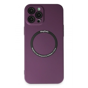 Mey İthalat®   iPhone 12 Pro Kılıf Jack Magneticsafe Lens Silikon - Mürdüm