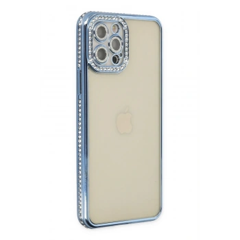 Mey İthalat®   iPhone 12 Pro Kılıf Joke Taşlı Silikon - Mavi