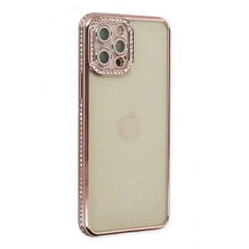 Mey İthalat®   iPhone 12 Pro Kılıf Joke Taşlı Silikon - Pembe