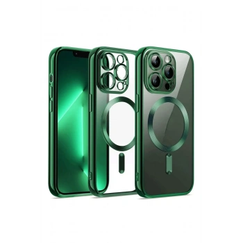 Mey İthalat® iPhone 12 Pro Kılıf Kross Magneticsafe Kapak - Koyu Yeşil