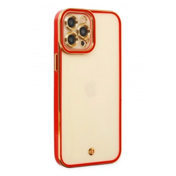 Mey İthalat®   iPhone 12 Pro Kılıf Liva Lens Silikon - Kırmızı