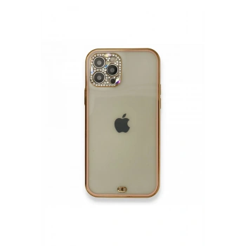 Mey İthalat®   iPhone 12 Pro Kılıf Liva Taşlı Silikon - Pembe