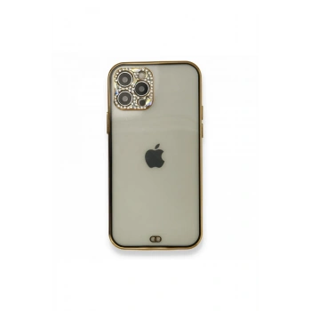 Mey İthalat®   iPhone 12 Pro Kılıf Liva Taşlı Silikon - Siyah